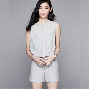 New VINCE Safari Gray Romper Shorts
